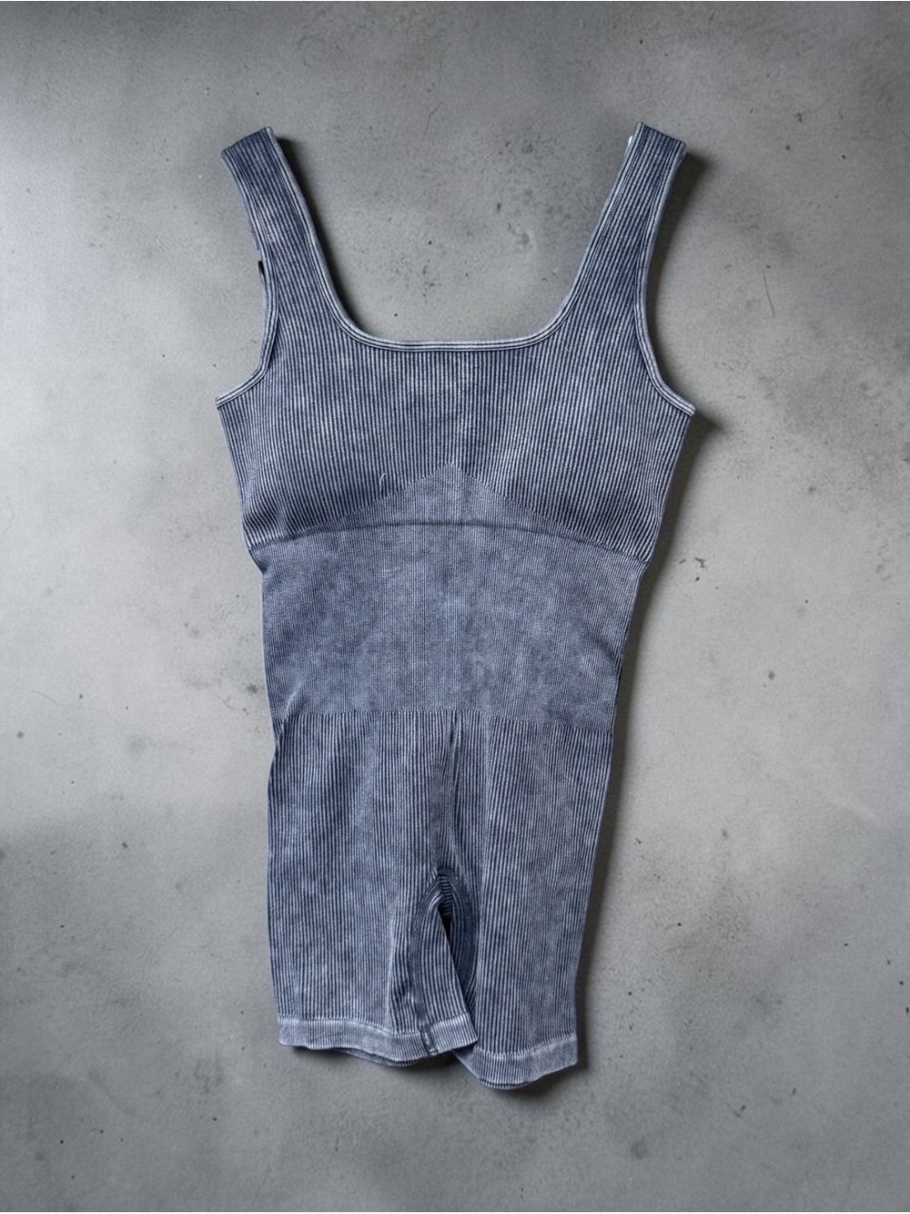 Ribbed One-Piece Romper in Washed Black